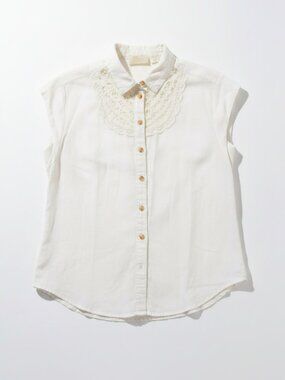 Anthropology Maeve Linen Button-Up with Lace Detail